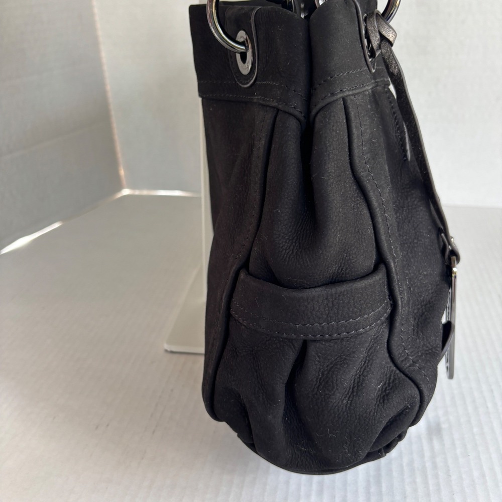 B. Makowsky Bella E/W Tote Bag Womens Large Black Leather Pleated BM18020 - Picture 10 of 16